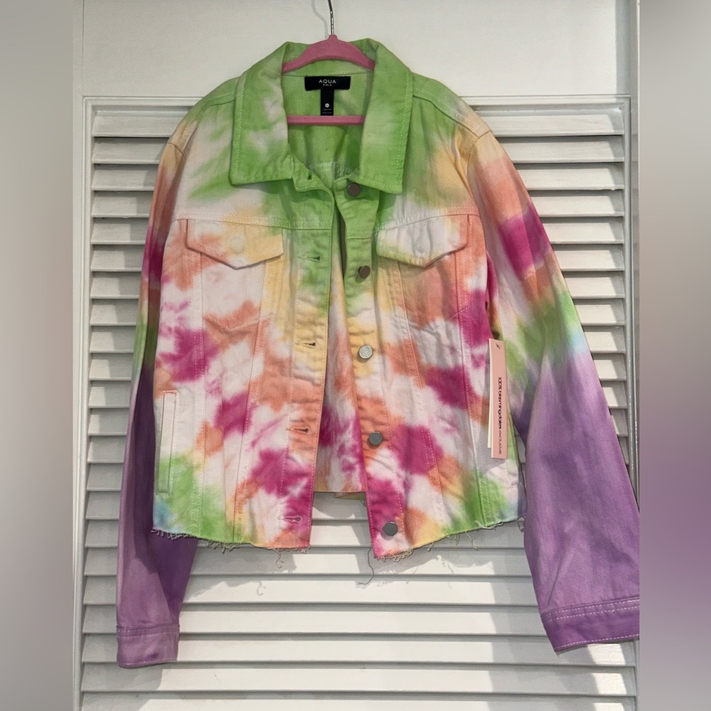 New with tags Aqua girls tie dye Jean jacket / size XL